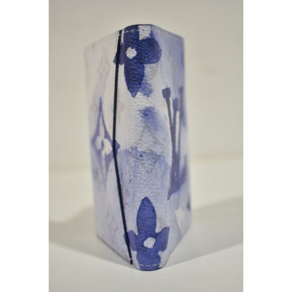 Louis Vuitton Watercolor Blue White Monogram Logo Pocket Organizer Card Wallet - Picture 3 of 9